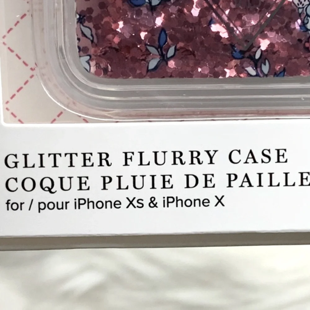 Vera Bradley Transparent Glitter Flurry IPhone Case w/Rhinestone Ring X/XS